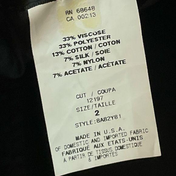 NWT A.B.S. Evening by Allen Schwartz strapless black lace velvet dress size 2 - Picture 8 of 9